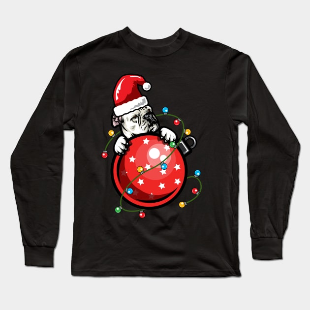 Santa American Bulldog Long Sleeve T-Shirt by IPRINT